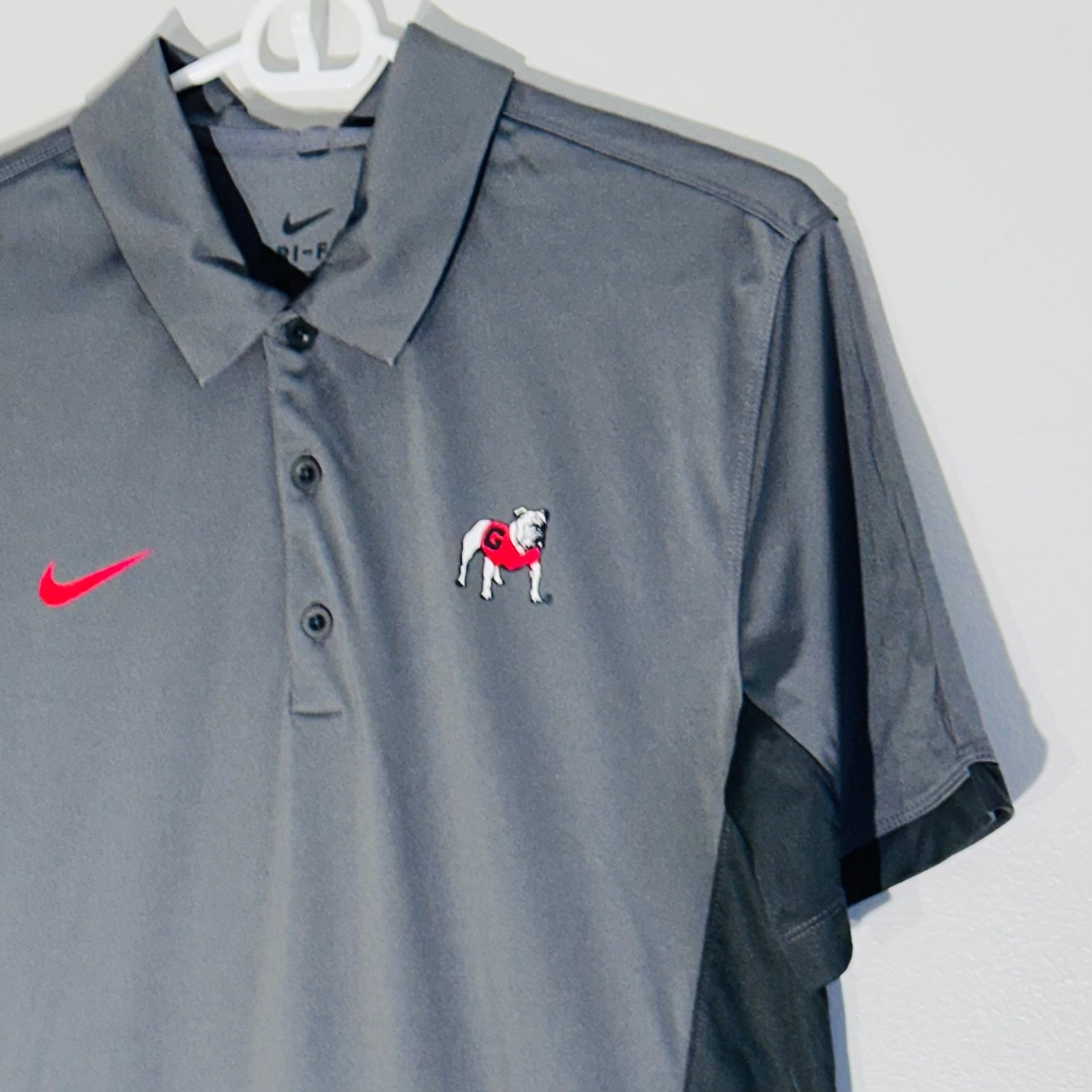 Nike Georgia Bulldogs Uga Dri-Fit Polo Shirt Men's Small Black & Grey Uga
